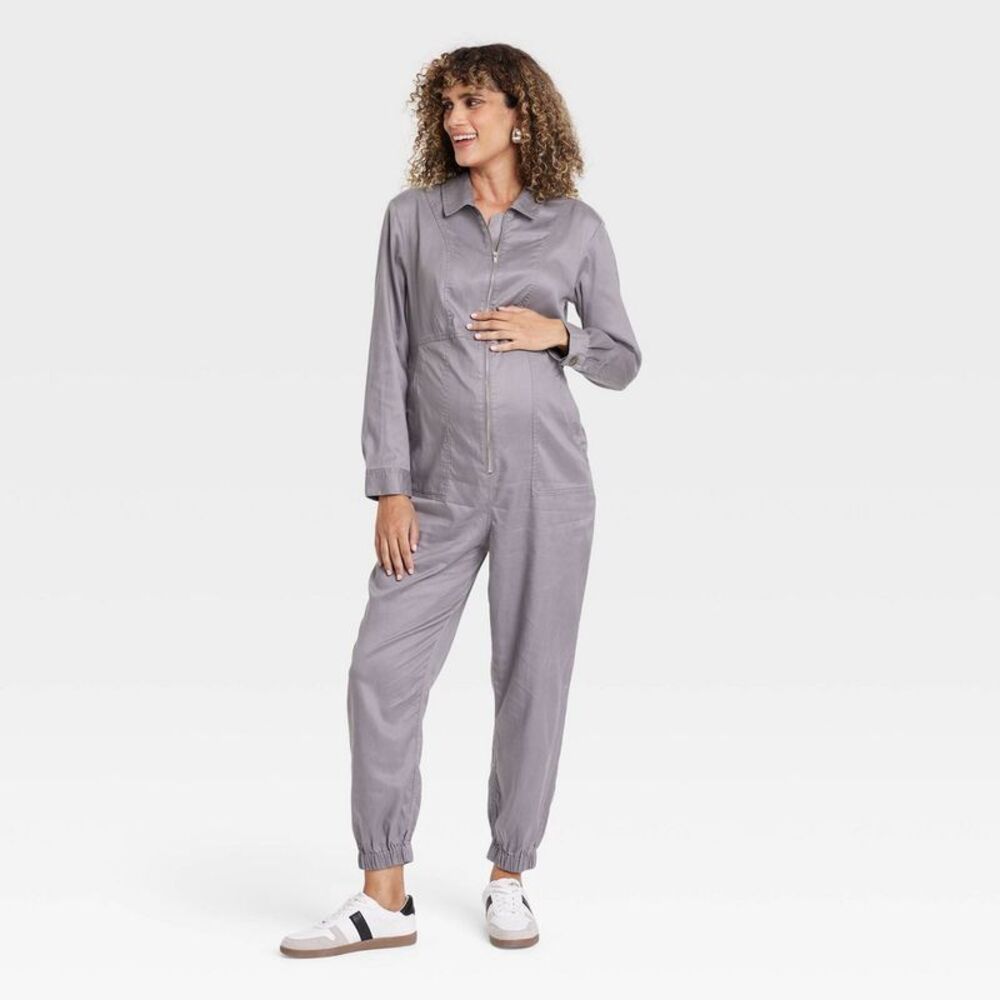 Isabel Maternity by Ingrid & Isabel Gray Skinny Jumpsuit